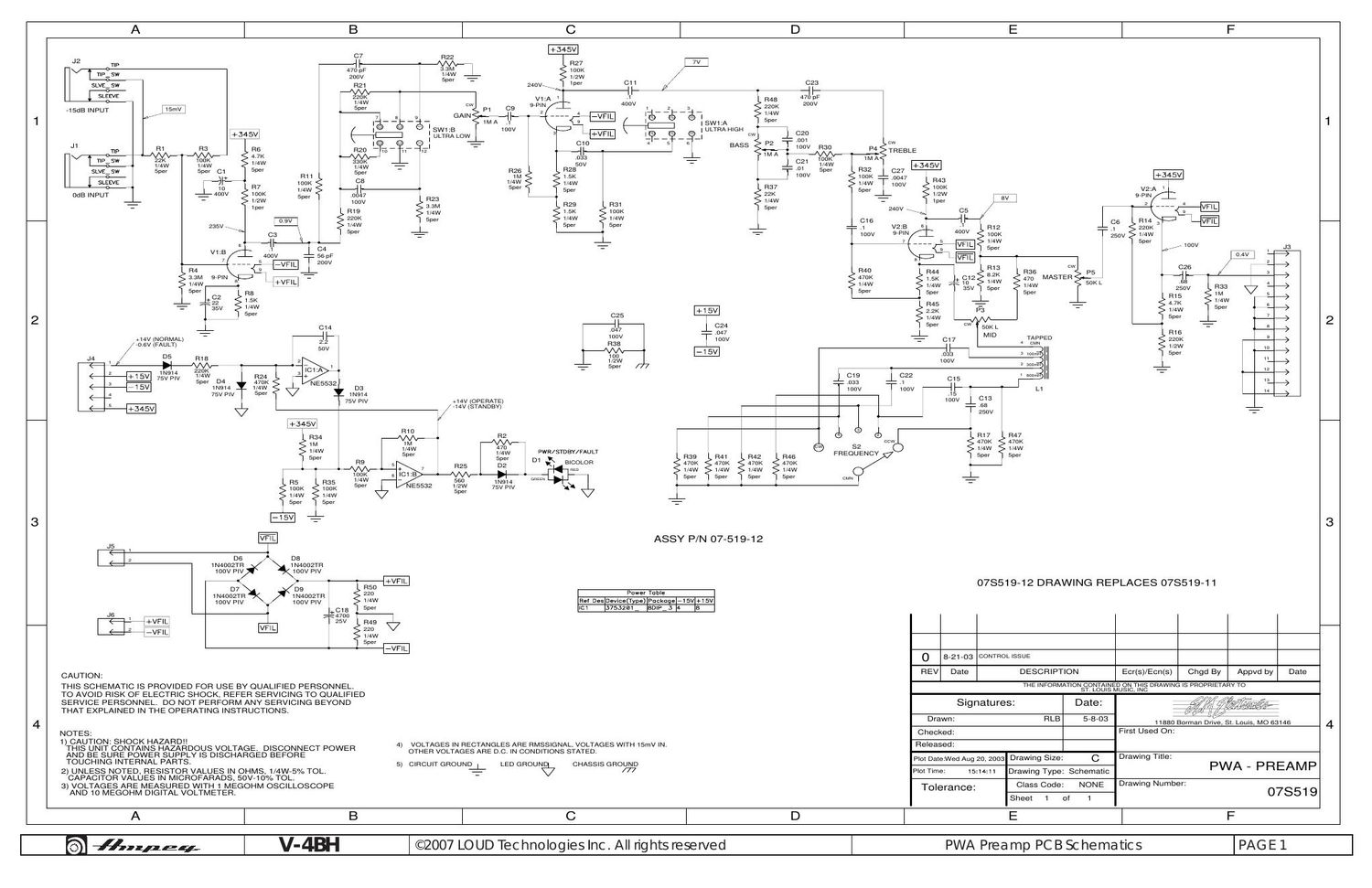 ampeg v 4bh preamp 07s519 schematic