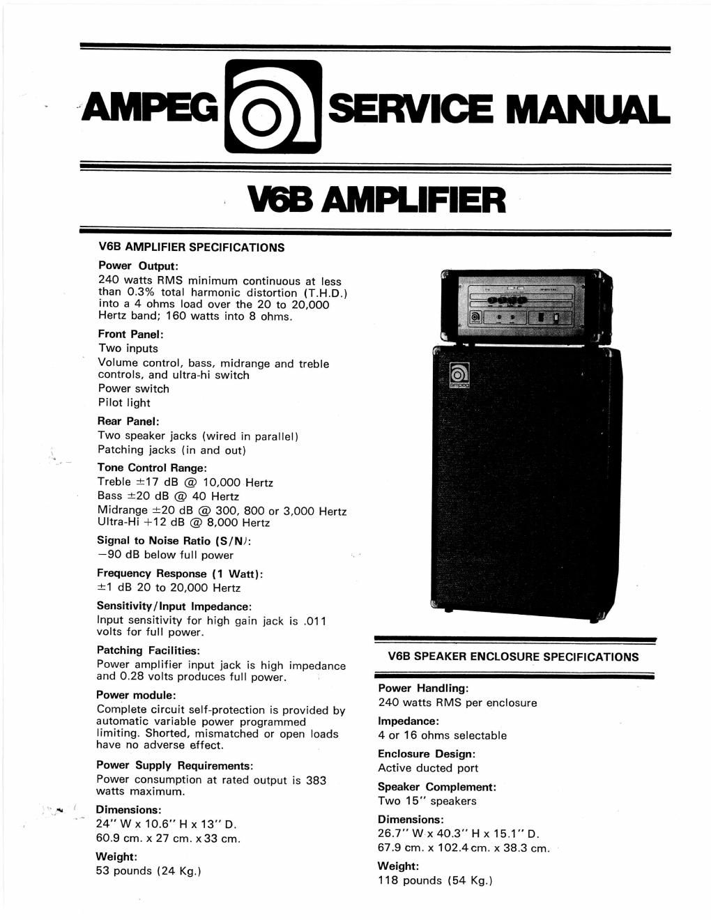 ampeg v 6b service manual