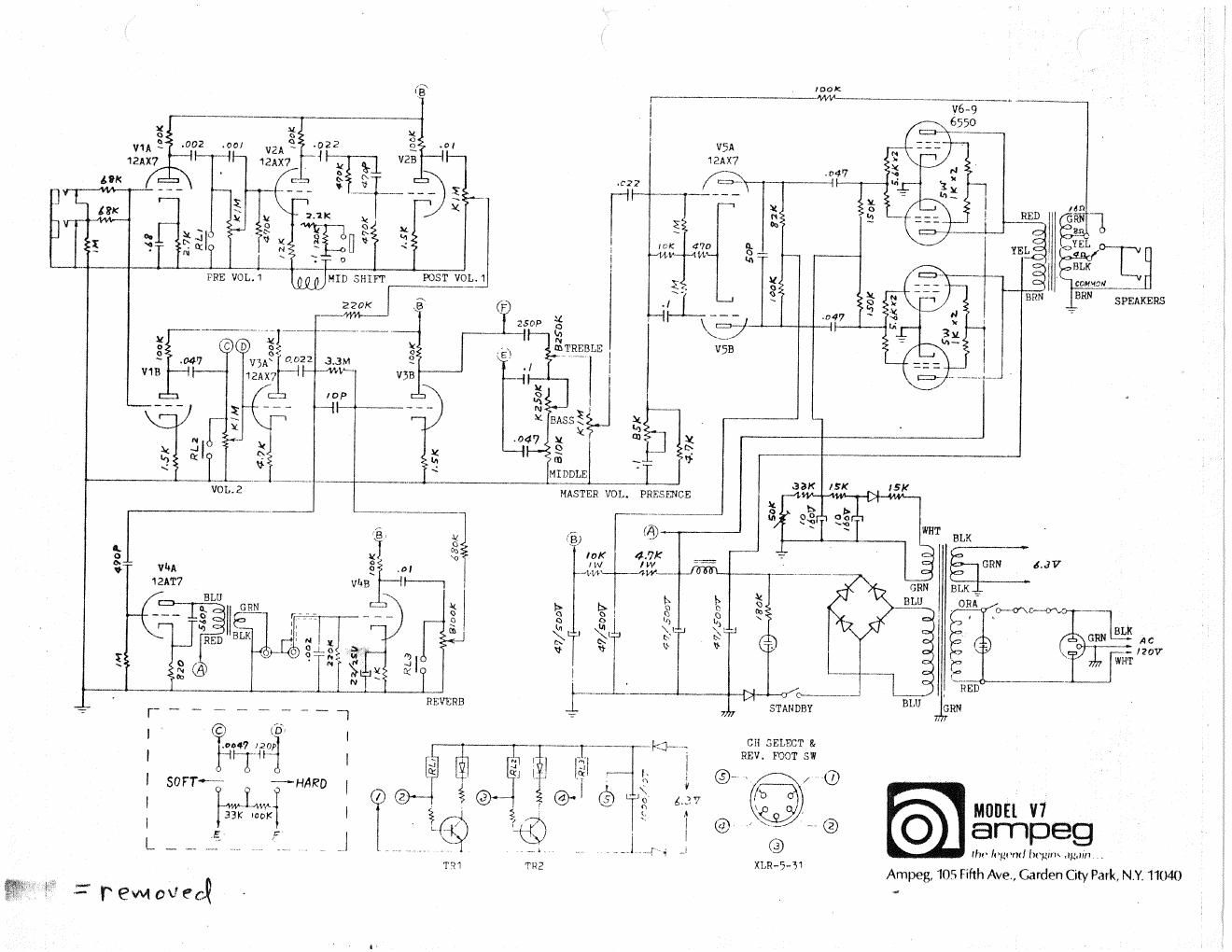 ampeg v 7 1980s schematic