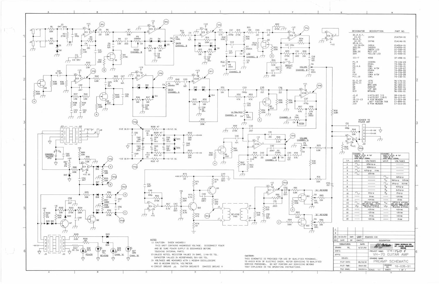 ampeg vh 70 preamp schematics