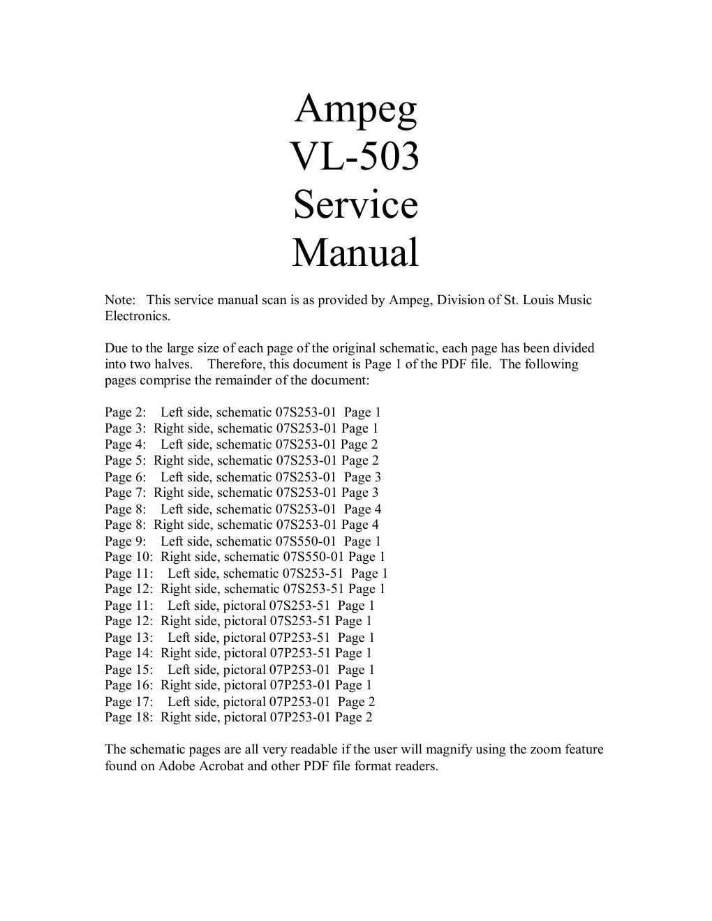 ampeg vl 503 service manual