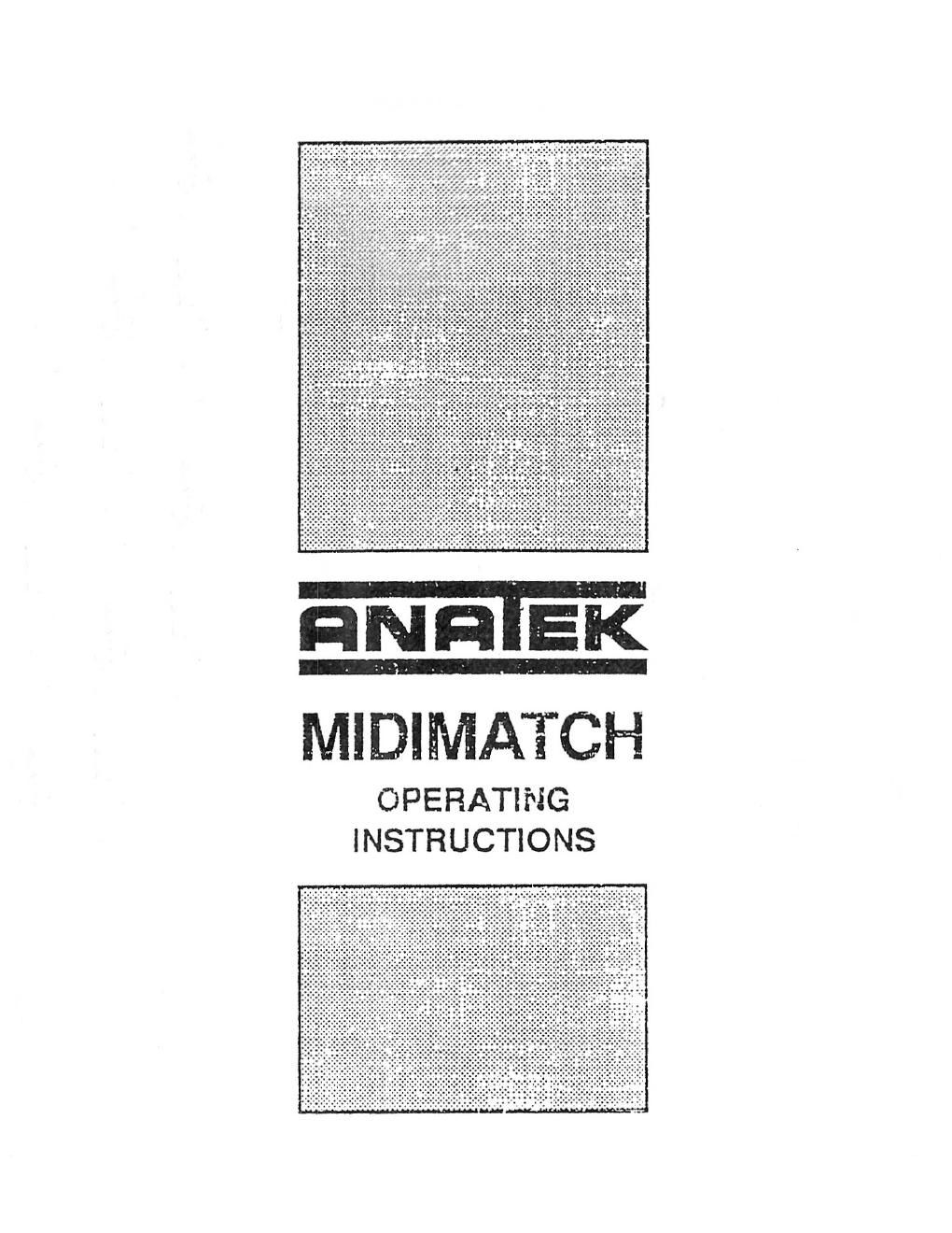 anatek midi match operating instructions