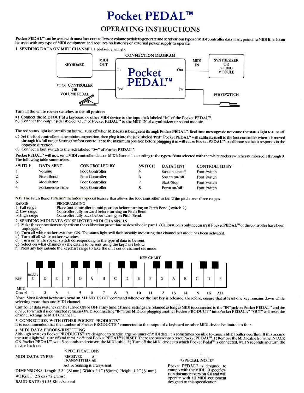 anatek pocket pedal operating instructions