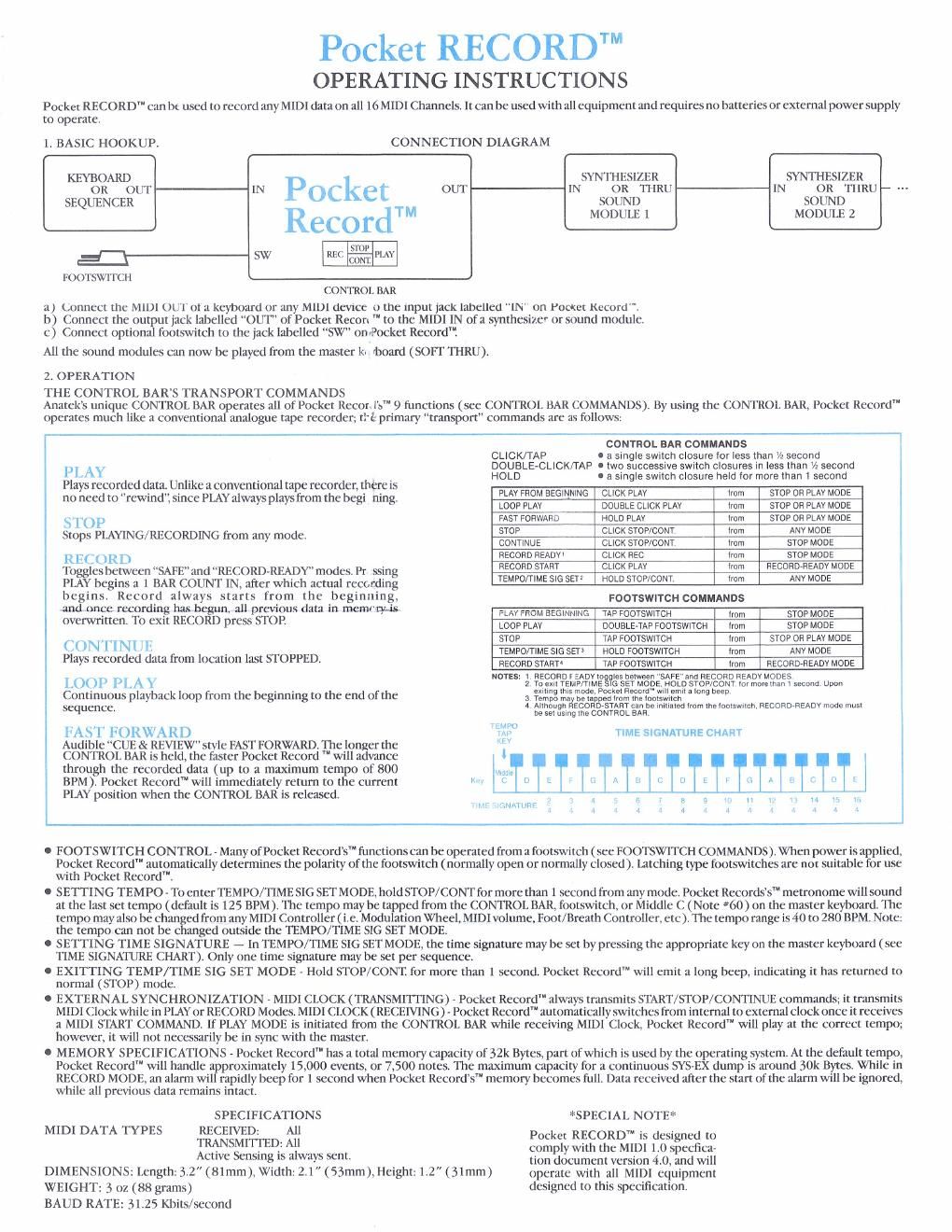 anatek pocket record operating instructions