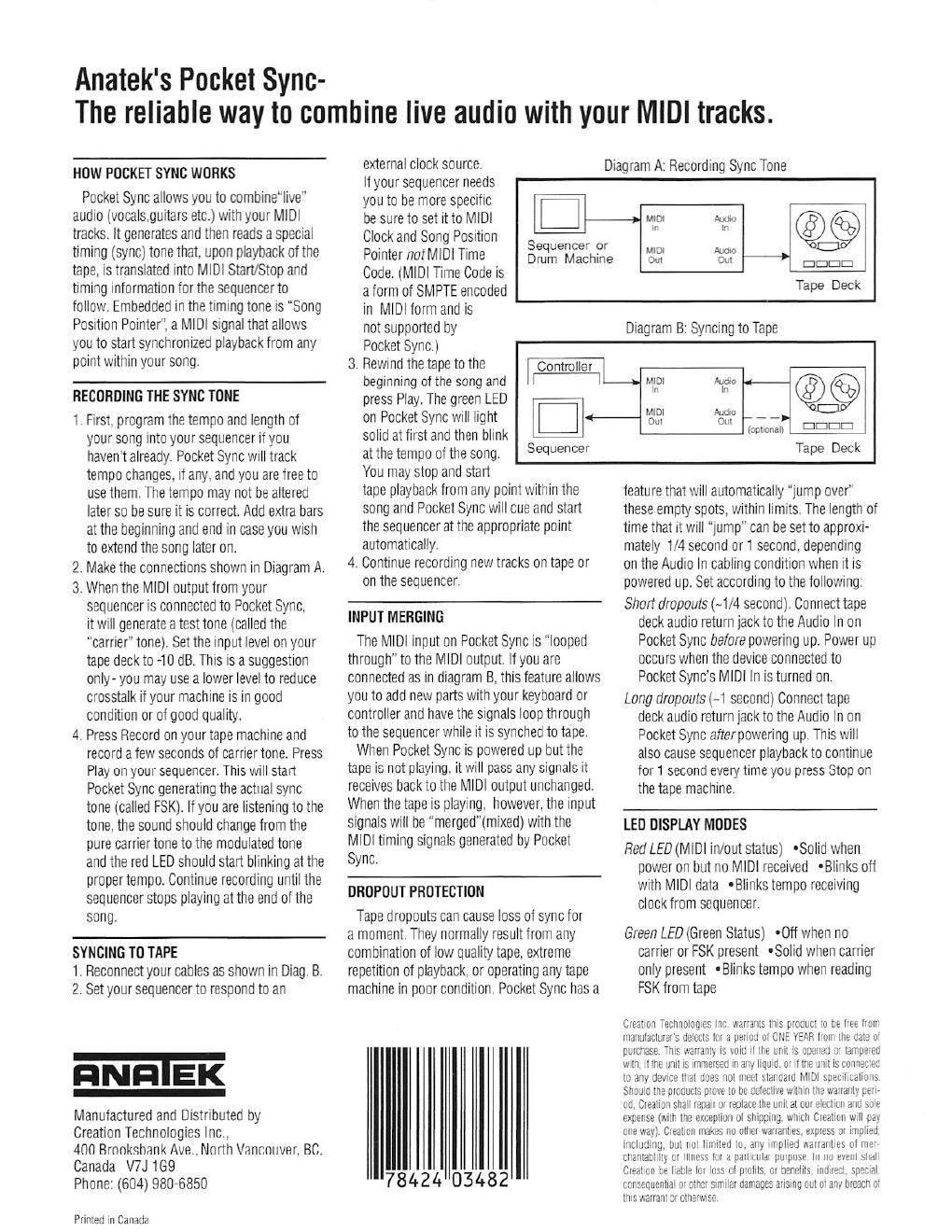 anatek pocket sync operating instructions