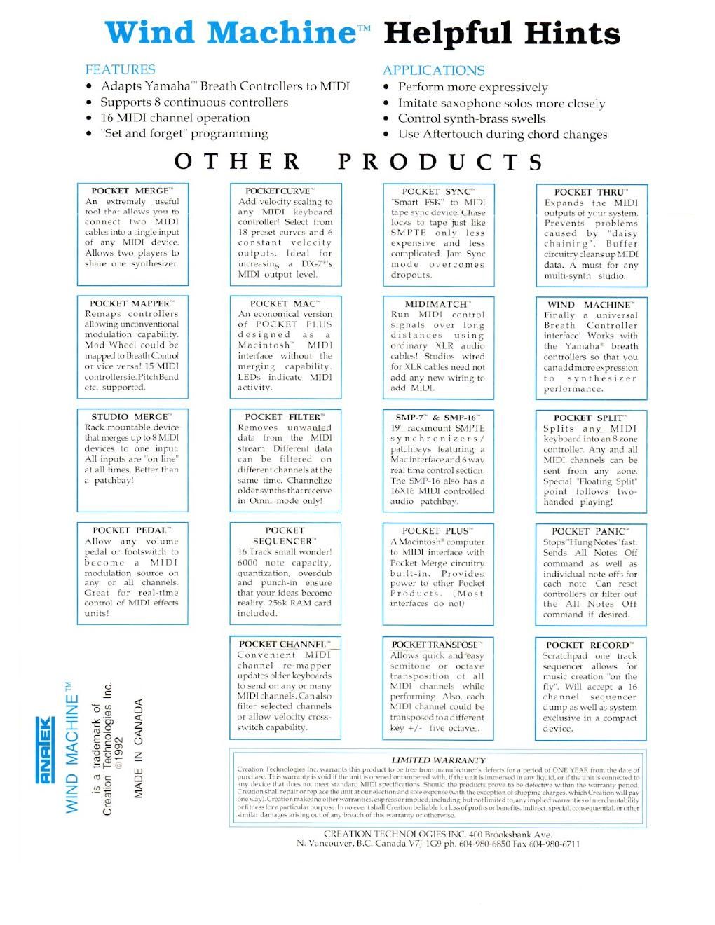 anatek wind machine helpful hints