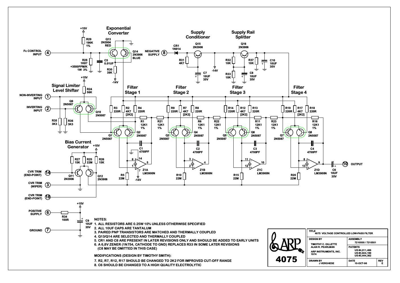 arp 4075 voltage controlled filter