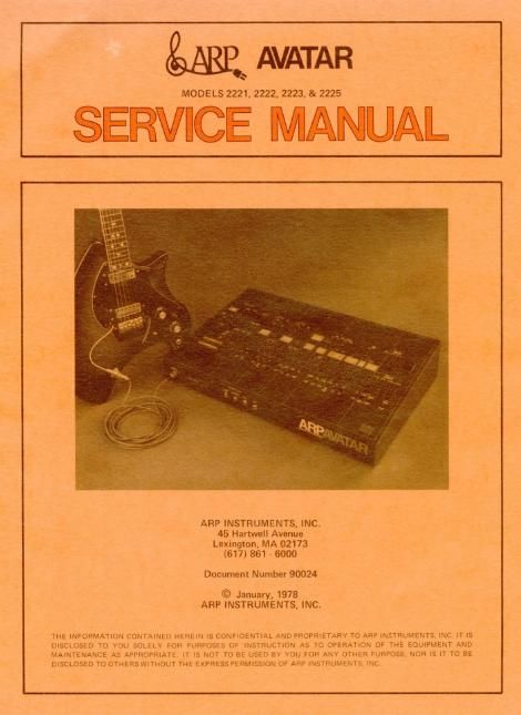 arp avatar 2221 25 service manual
