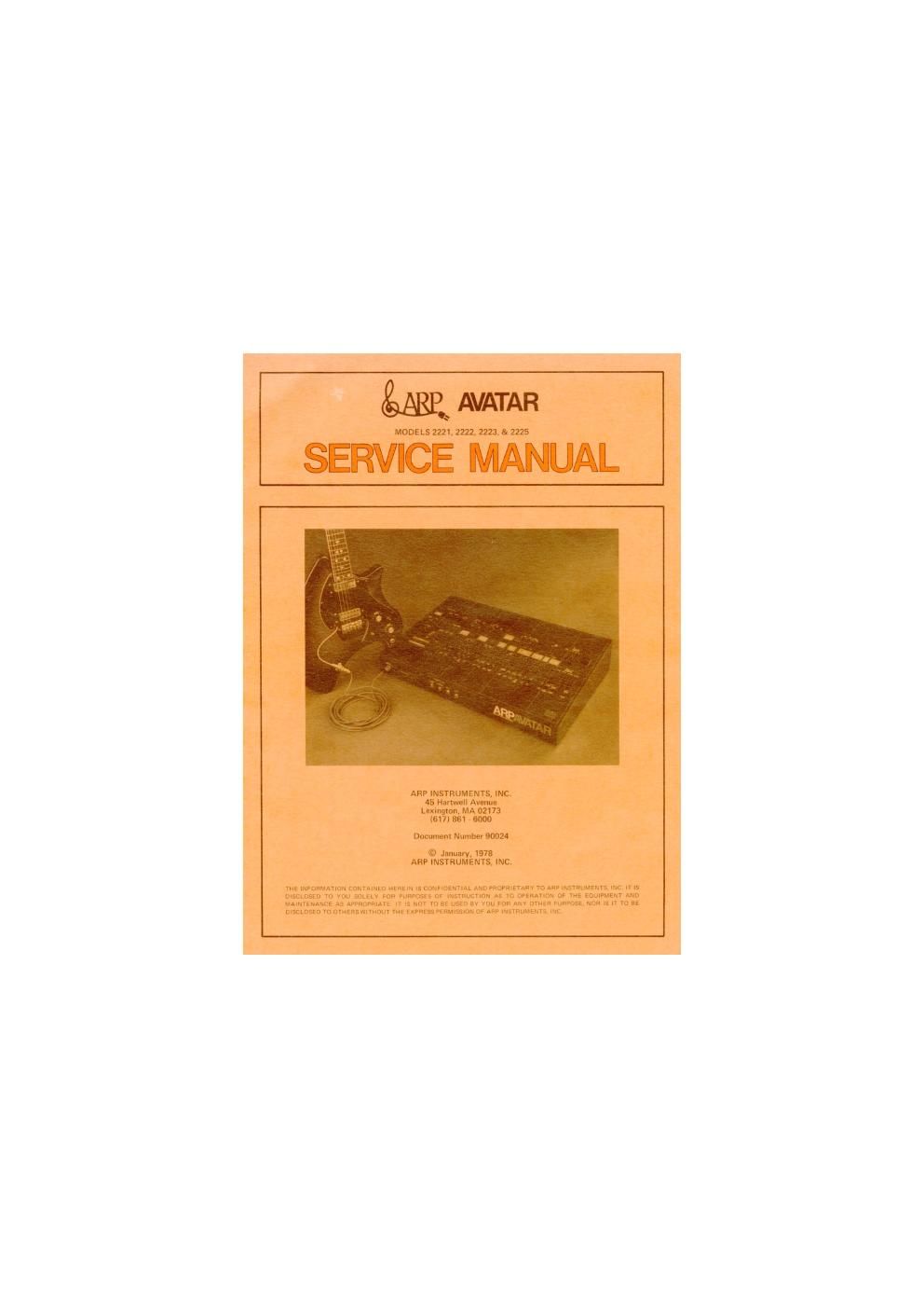 arp avatar 2221 25 service manual alt