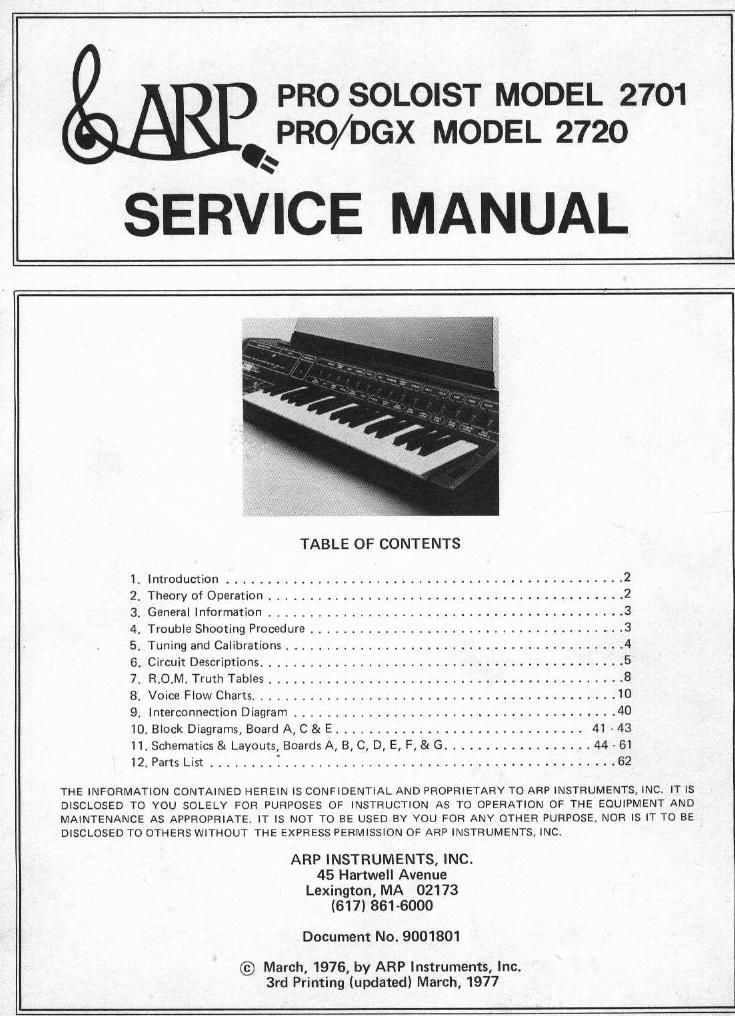 arp pro soloist pro dgx service manual