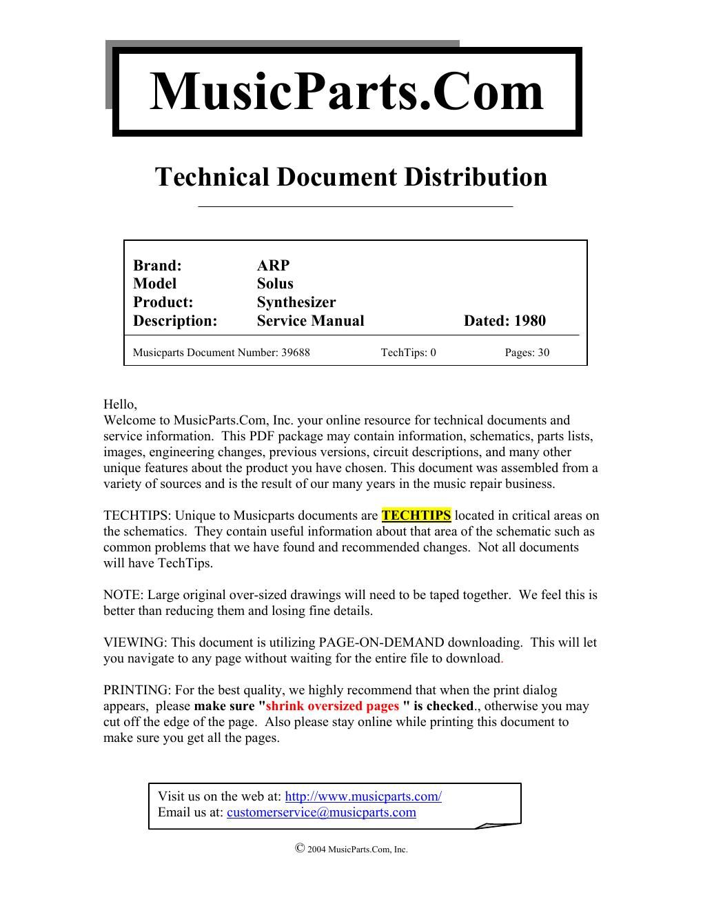 arp solus service manual