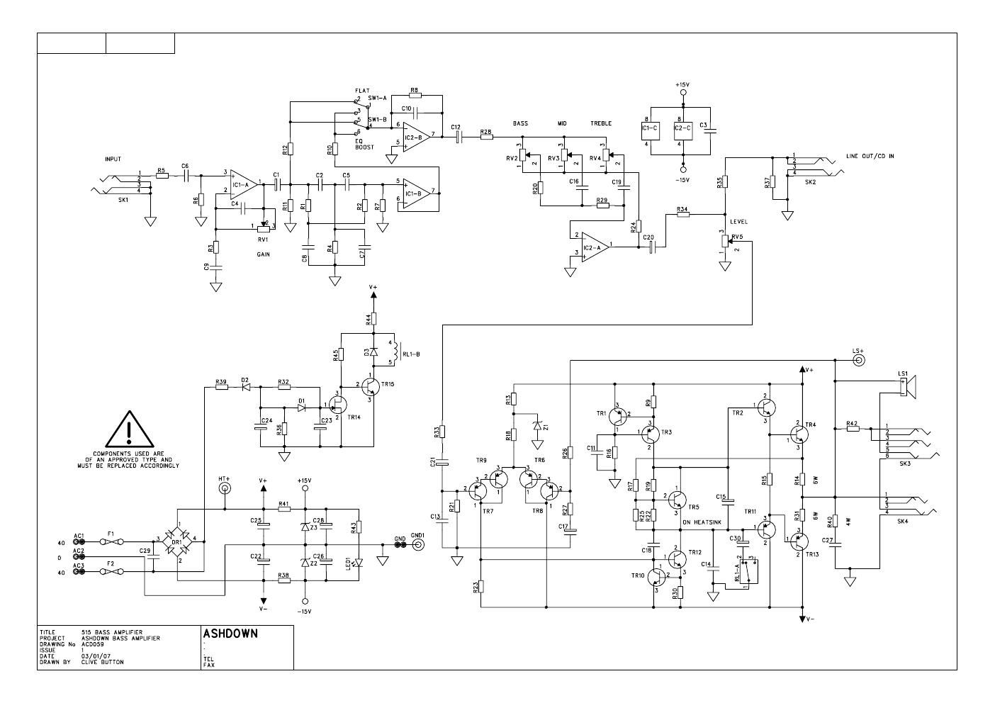 ashdown 515 bass amp schematic