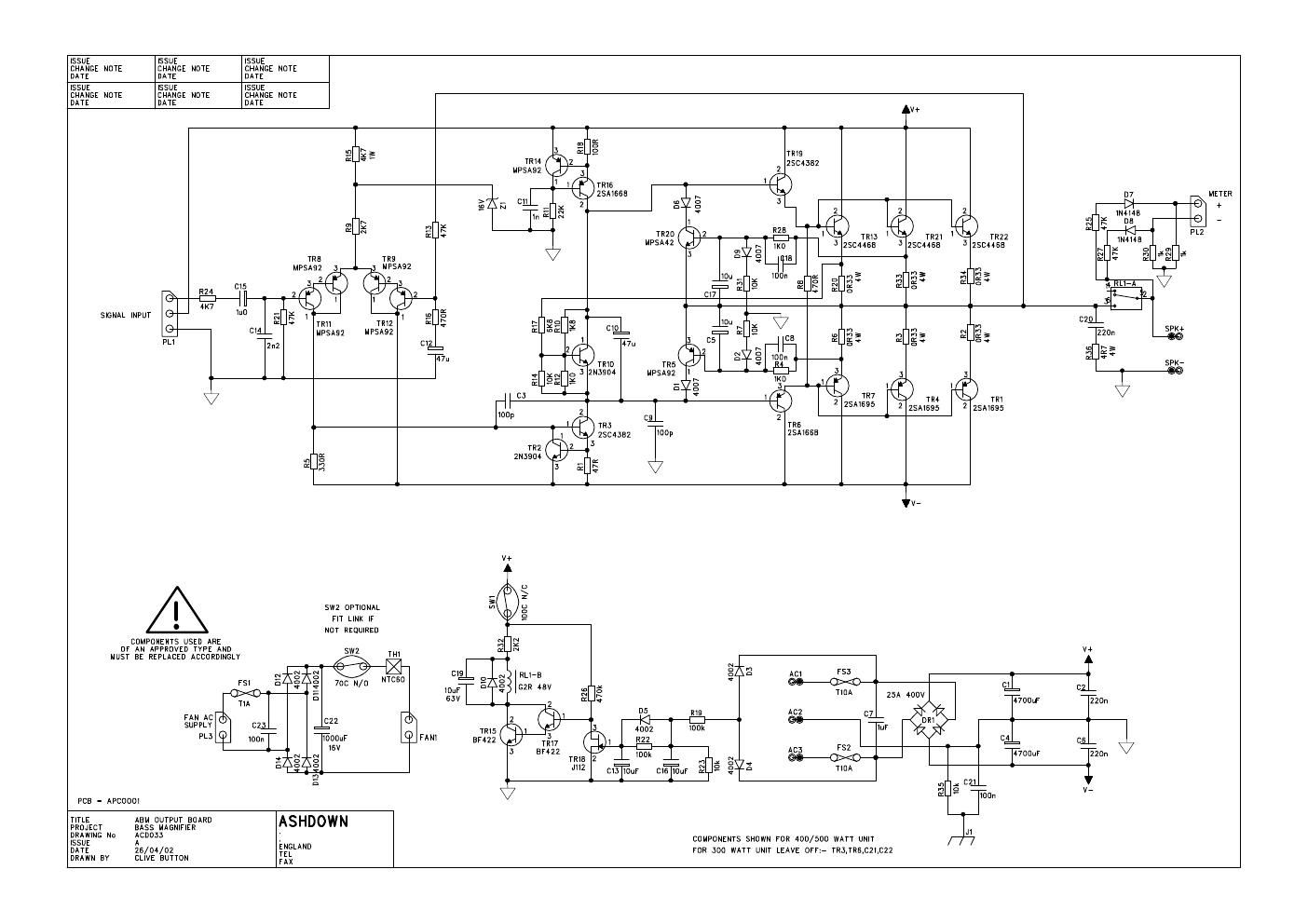 ashdown abm output board apc033xa schematic