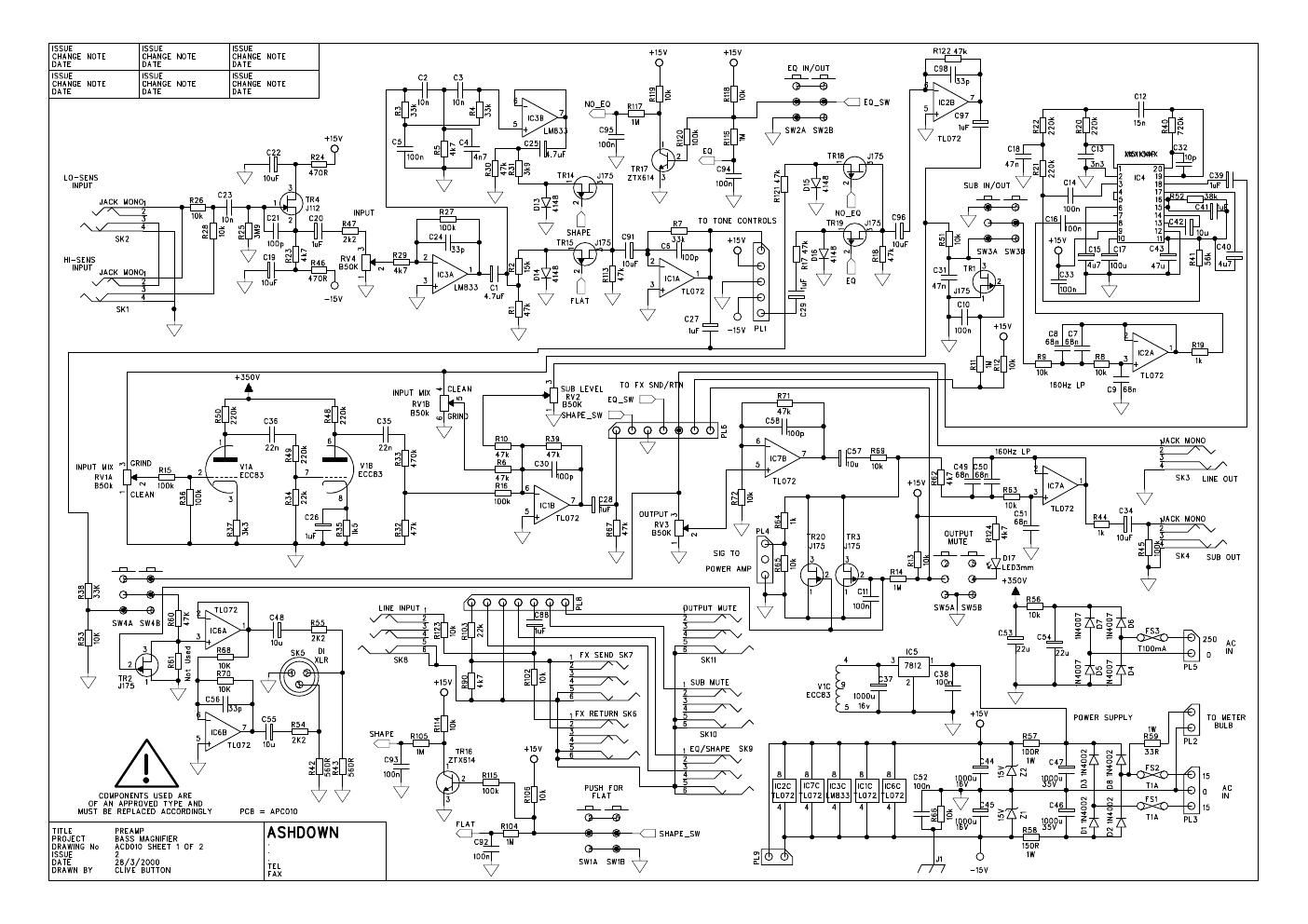 ashdown bass magnifier 2000 mosfet power amp schematics