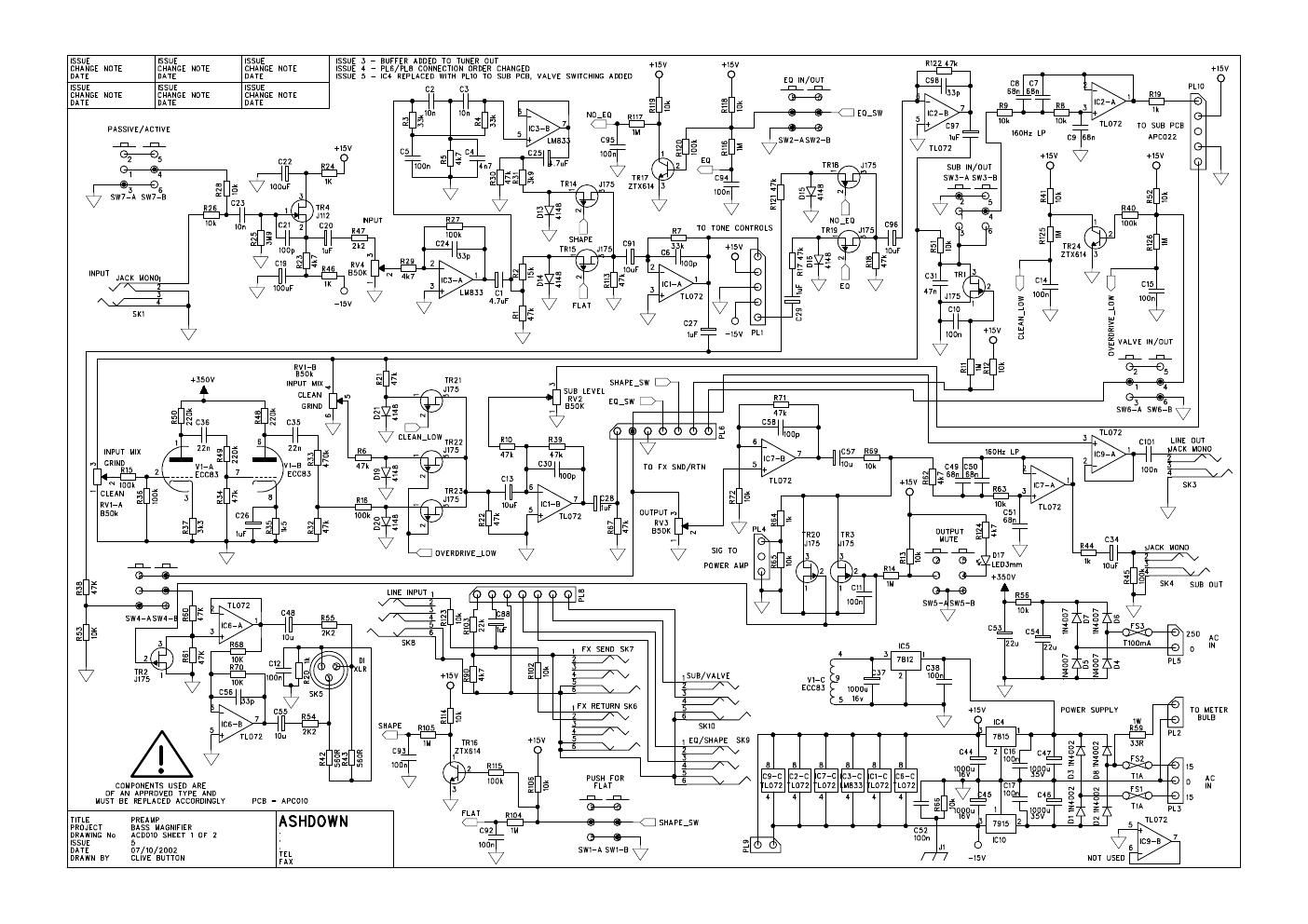 ashdown bass magnifier preamp 2002 schematics