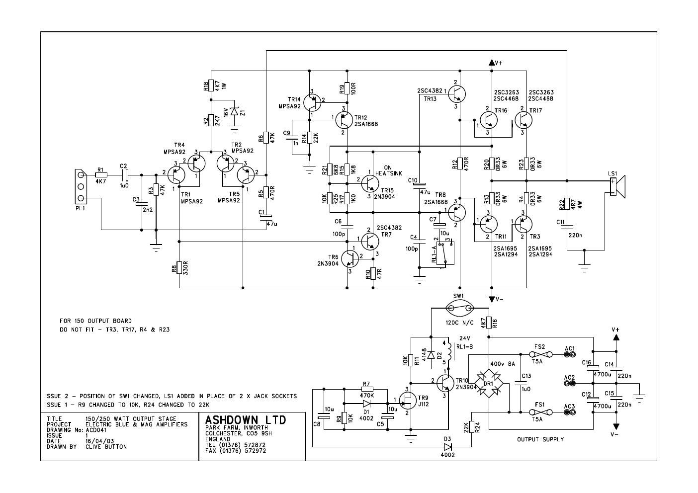 ashdown electric blue mag power amp rev 2 schematic
