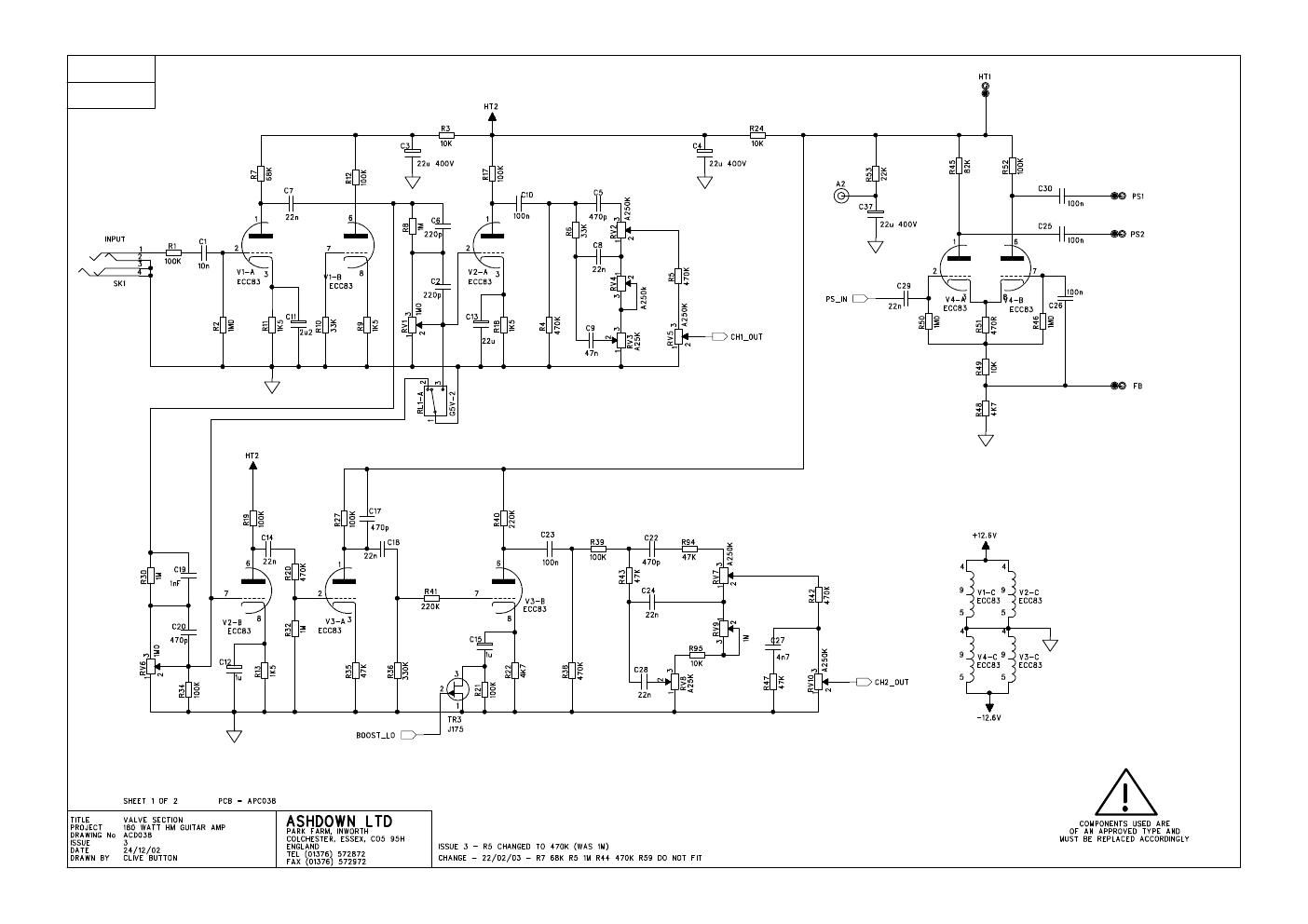 ashdown 180w hm guitar amp 2002 schematics