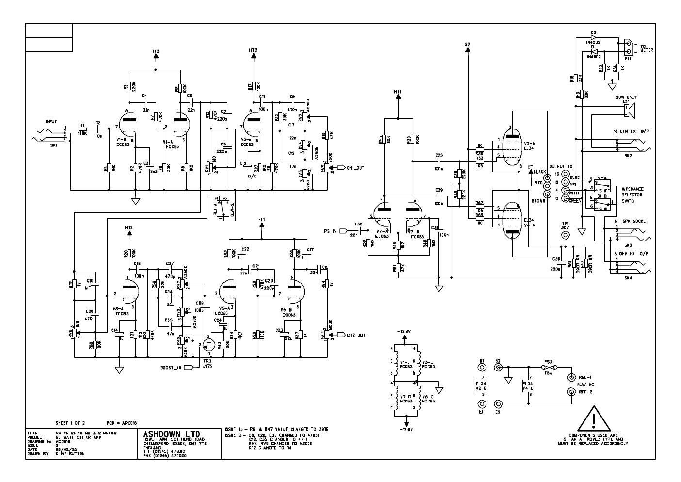 ashdown peacemaker 60 amplifier sch