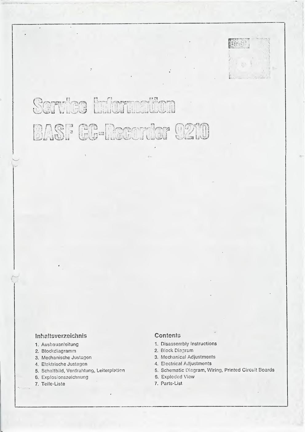 basf 9210 service manual