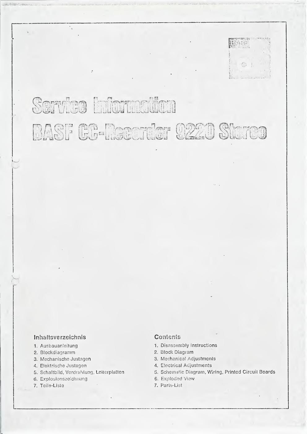 basf 9220 service manual