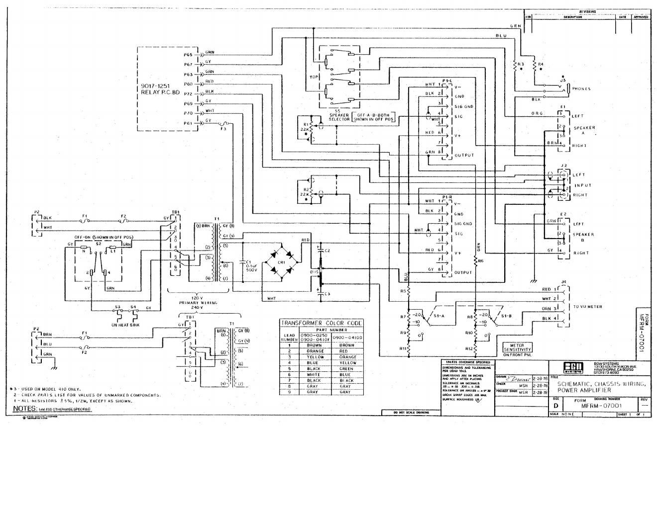 BGW 210 410 Power Supply Schematic