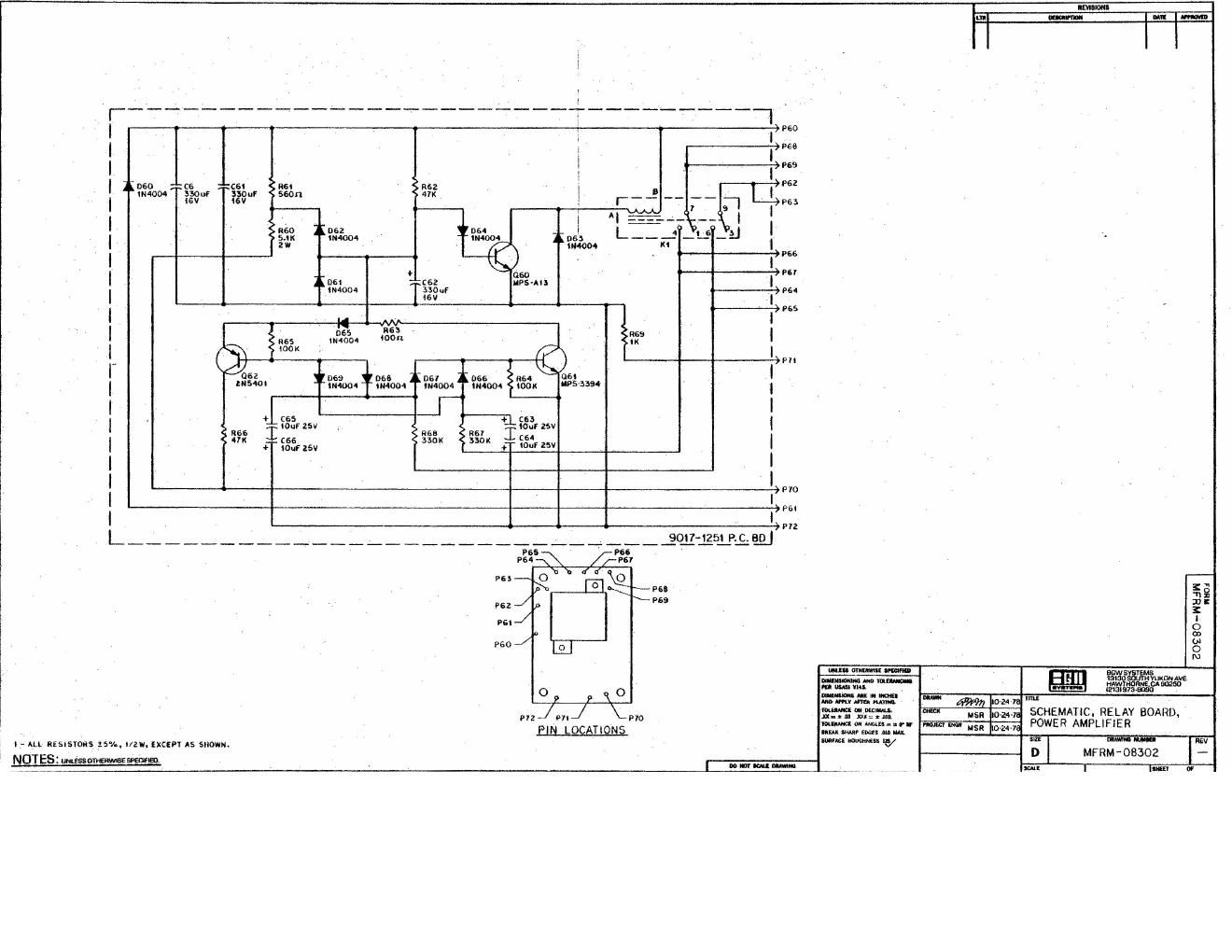 BGW 210 410 Relay Board Schematic