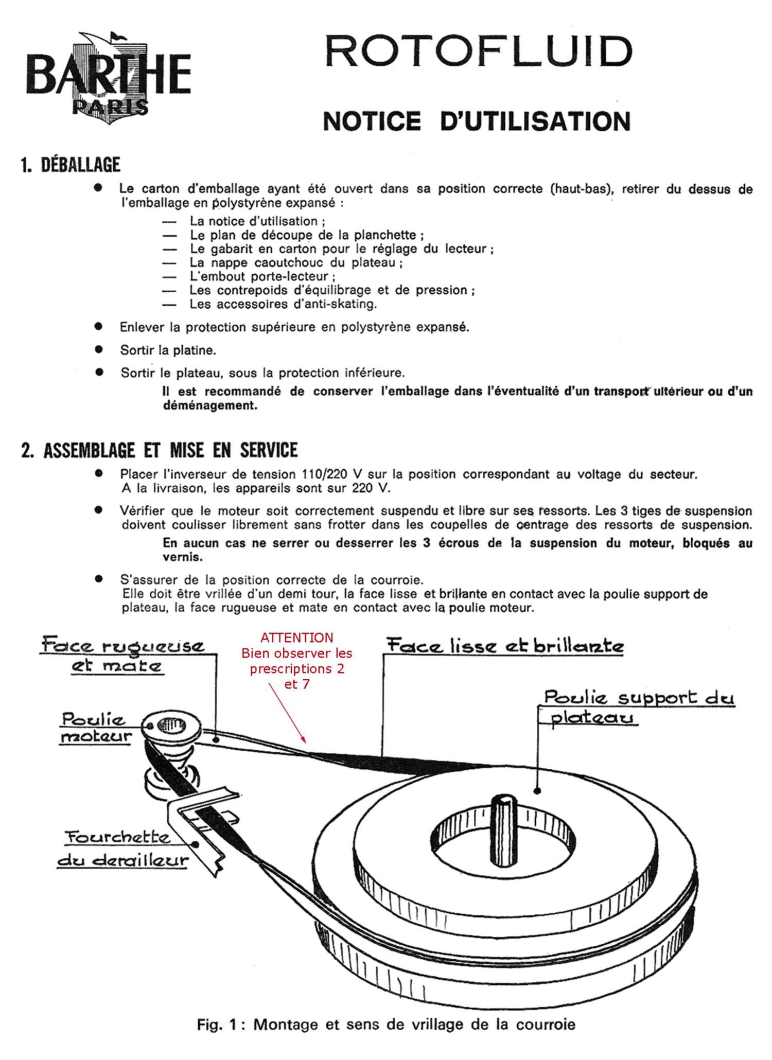 Barthe Rotofluid Owners Manual