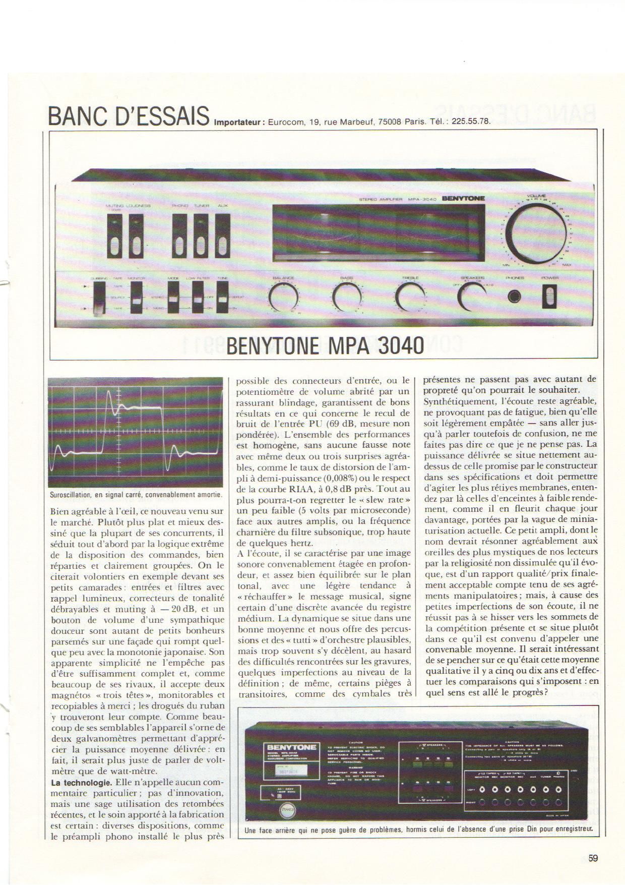 Benytone MPA 3040 Test