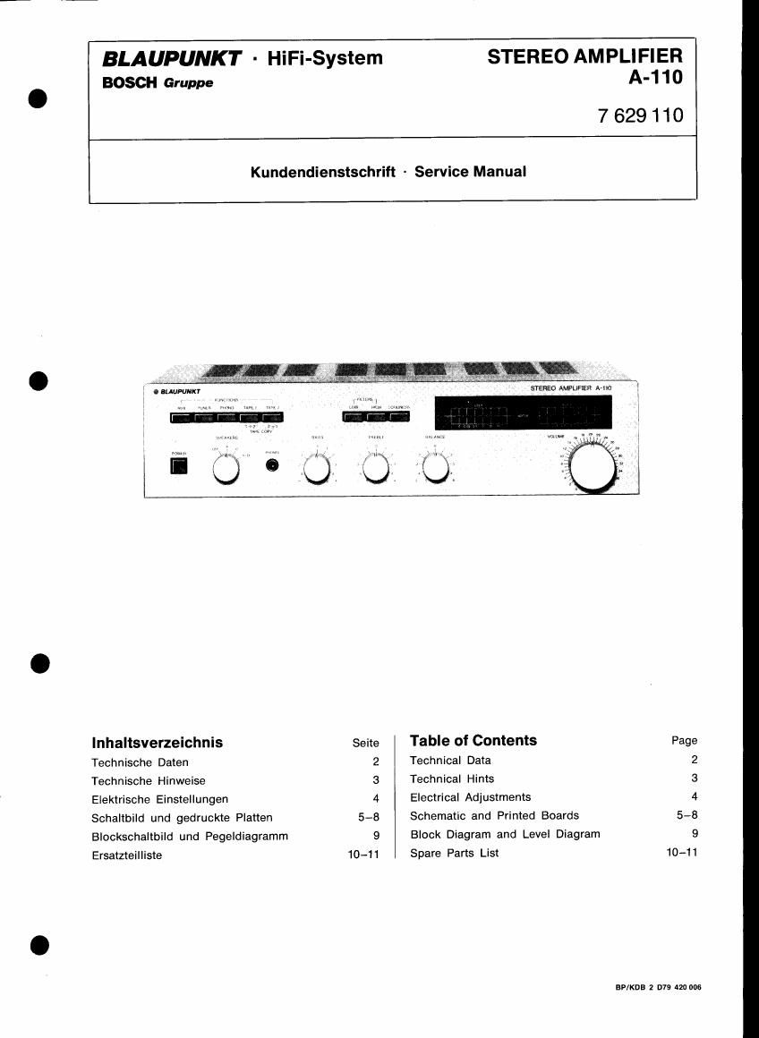 Blaupunkt A 110 Service Manual