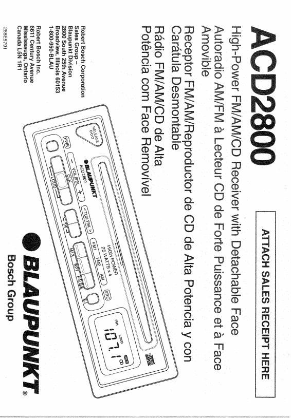 Blaupunkt ACD 2800 Owners Manual
