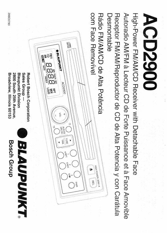 Blaupunkt ACD 2900 Owners Manual