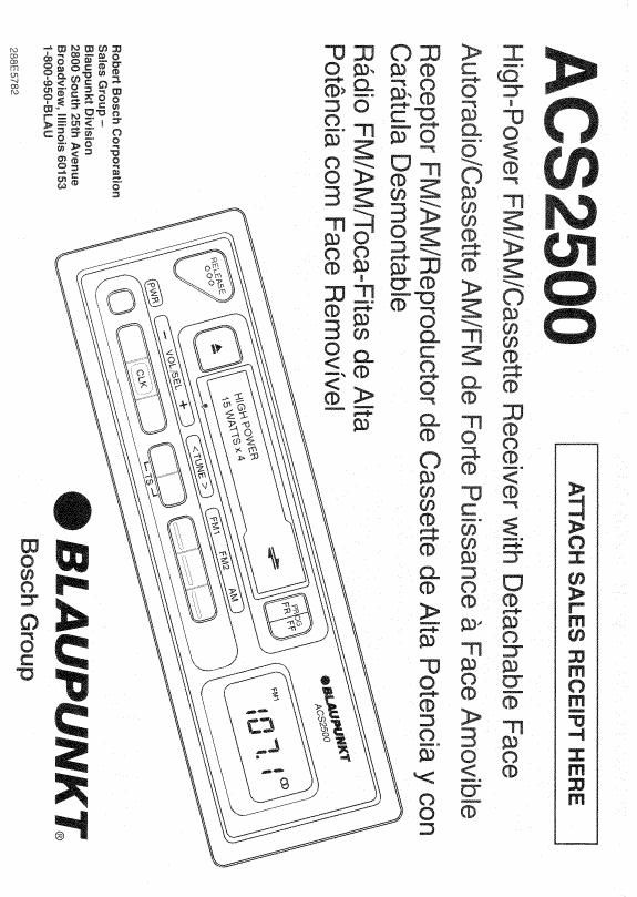 Blaupunkt ACS 2500 Owners Manual