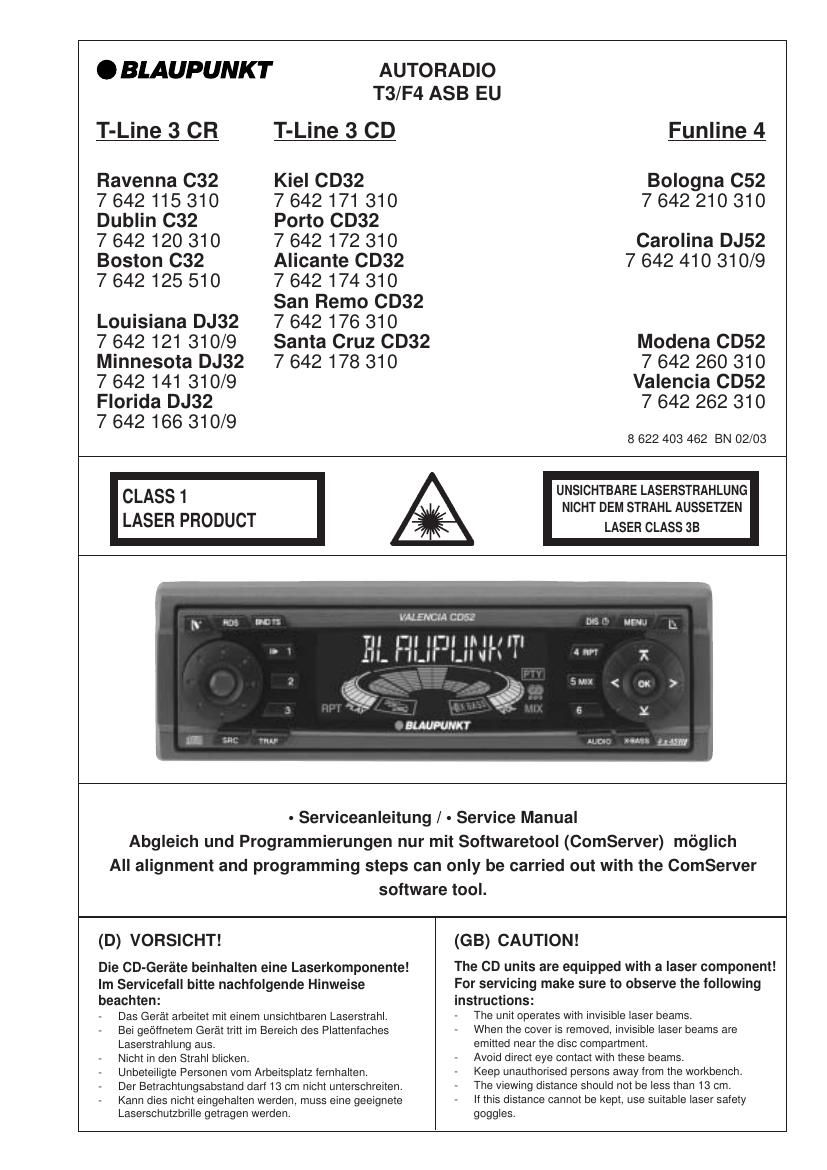 Blaupunkt Alicante CD 32 Service Manual