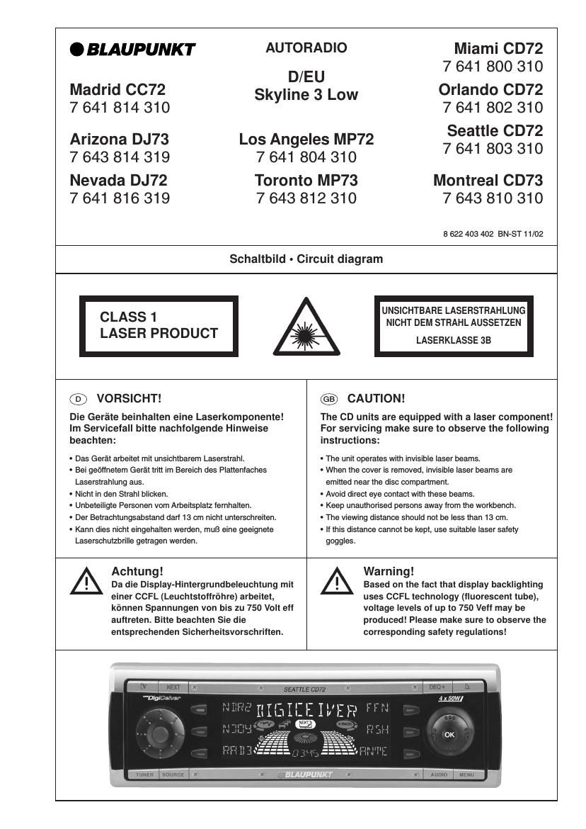 Blaupunkt Arizona DJ 73 Service Manual