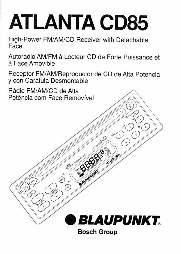 Blaupunkt Atlanta CD 85 Owners Manual