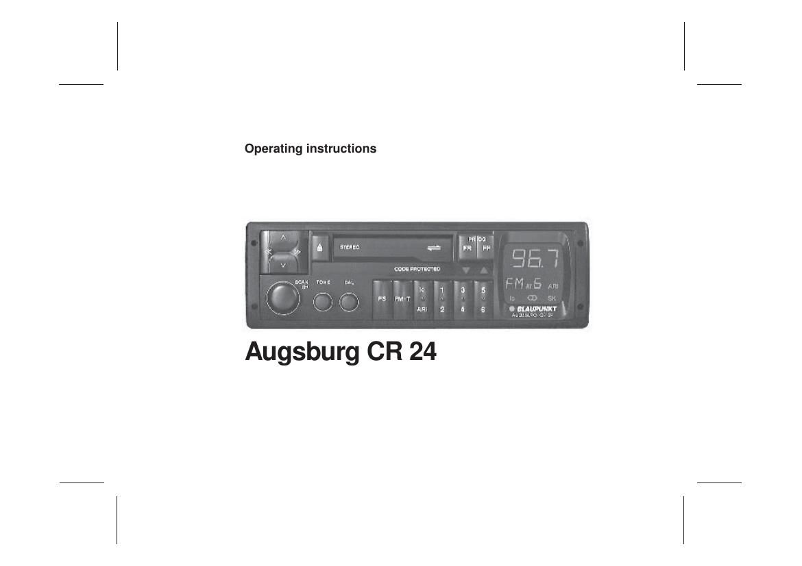 Blaupunkt Augsburg CR 24 Owners Manual