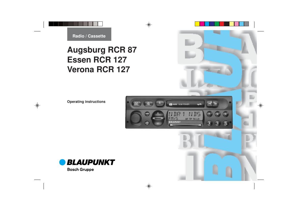 Blaupunkt Augsburg RCR 87 Owners Manual