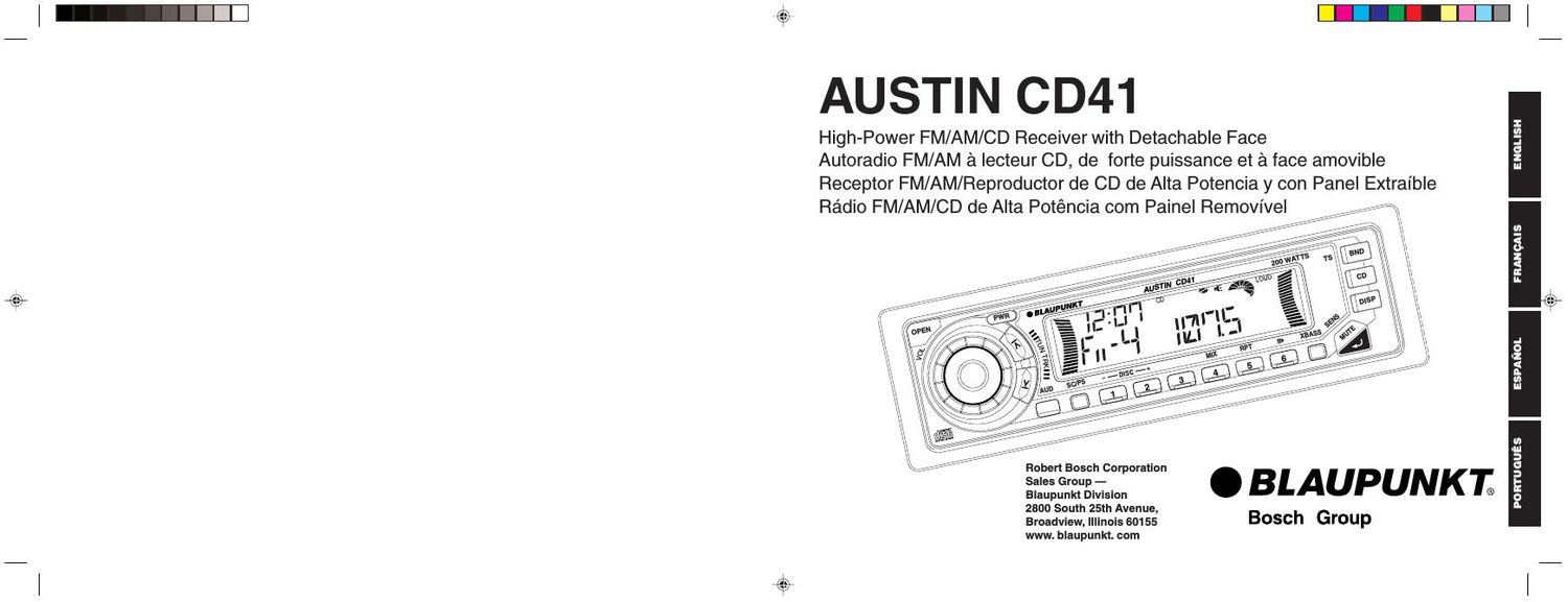 Blaupunkt Austin CD 41 Owners Manual