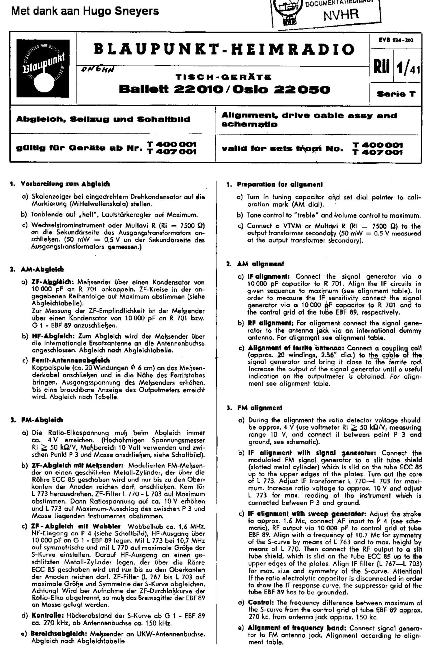 Blaupunkt Ballett 22010 Schematic