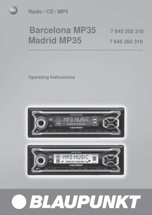 Blaupunkt Barcelona MP 35 Owners Manual