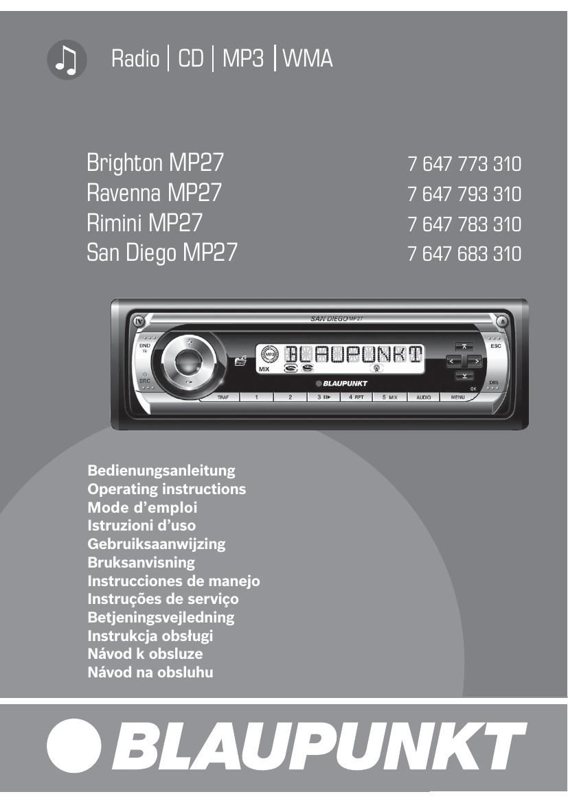 Blaupunkt Brighton MP 27 Owners Manual