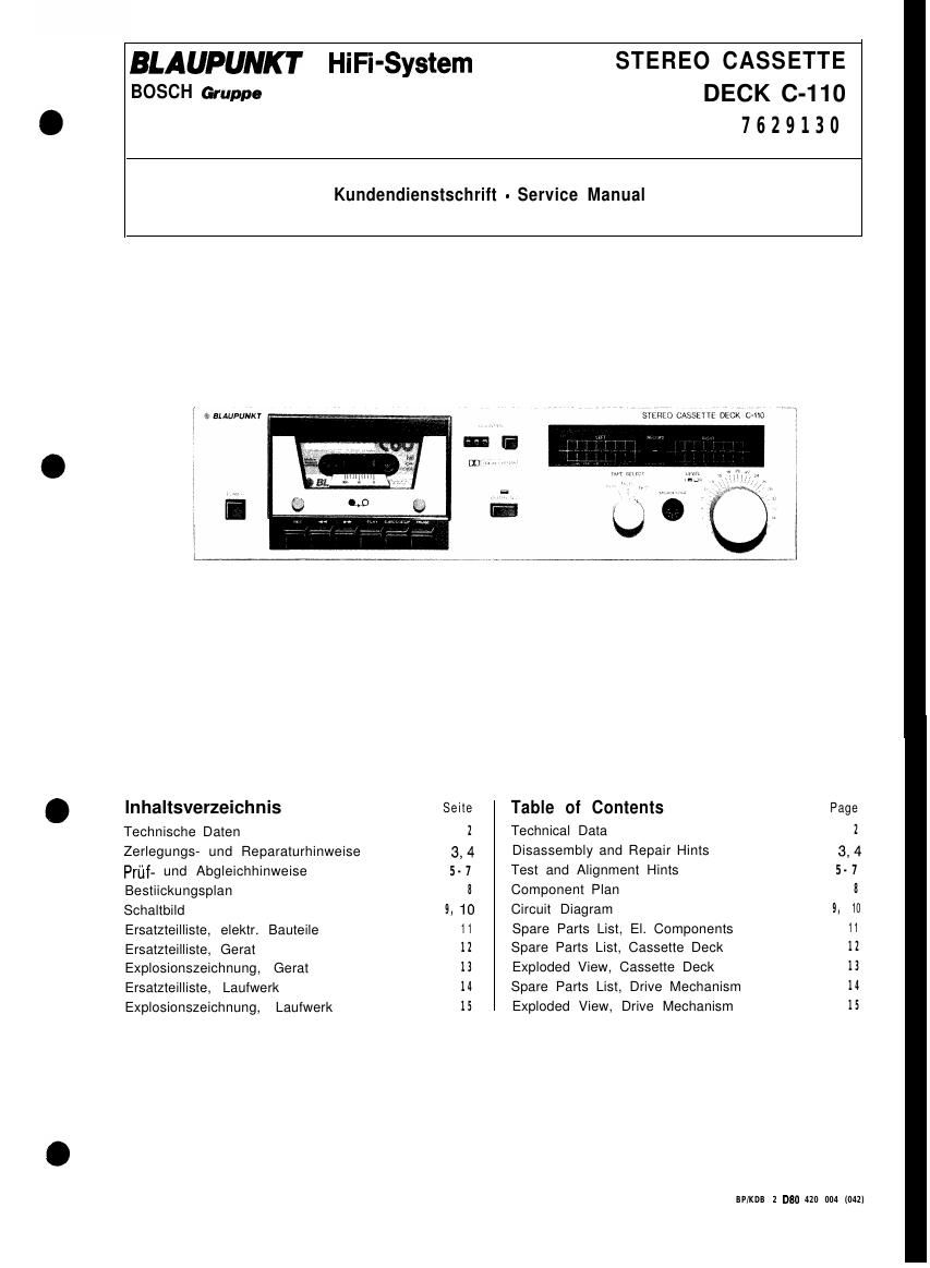 Blaupunkt C 110 Service Manual