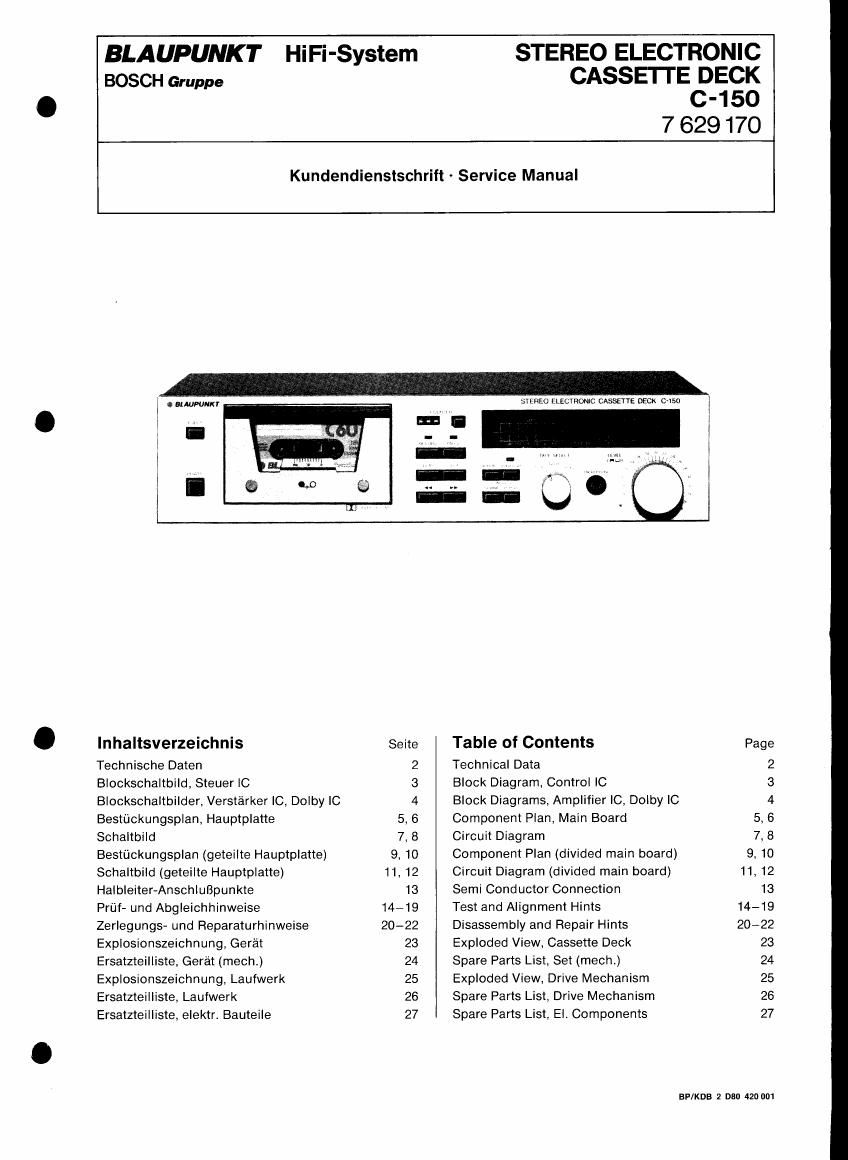 Blaupunkt C 150 Service Manual