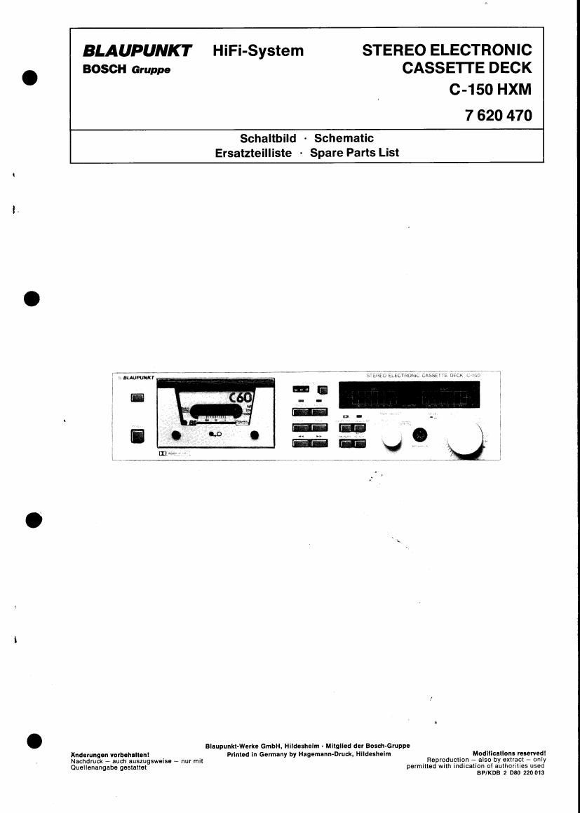 blaupunkt c 150 hxm service manual