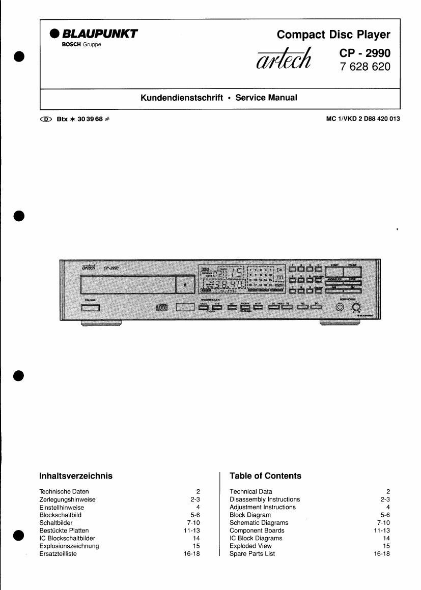 Blaupunkt CP 2990 Service Manual
