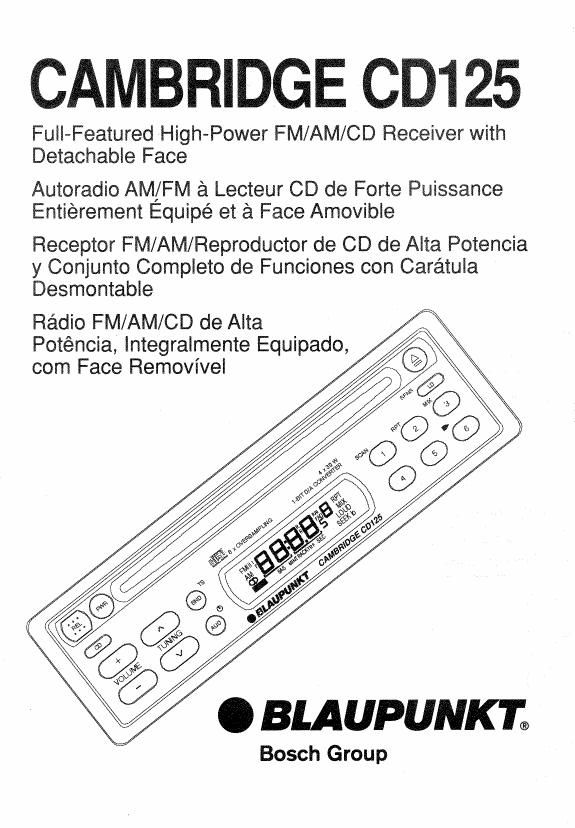 Blaupunkt Cambridge CD 125 Owners Manual