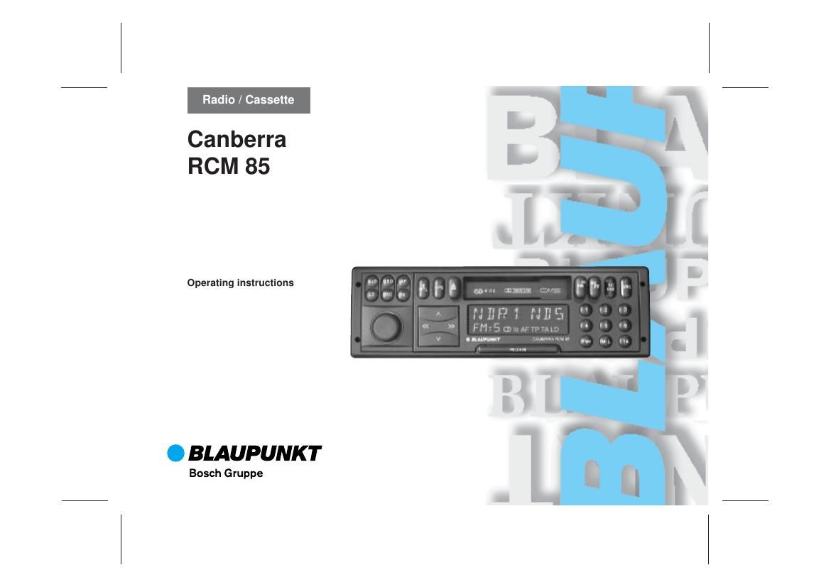 Blaupunkt Canberra RCM 85 Owners Manual