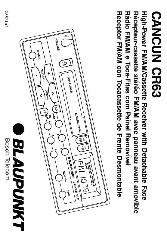 Blaupunkt Cancun CR 63 Owners Manual