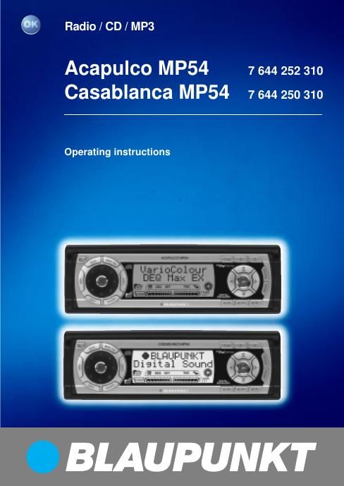 Blaupunkt Casablanca MP 54 Owners Manual