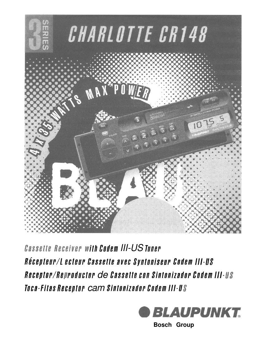 Blaupunkt Charlotte CR 148 Owners Manual